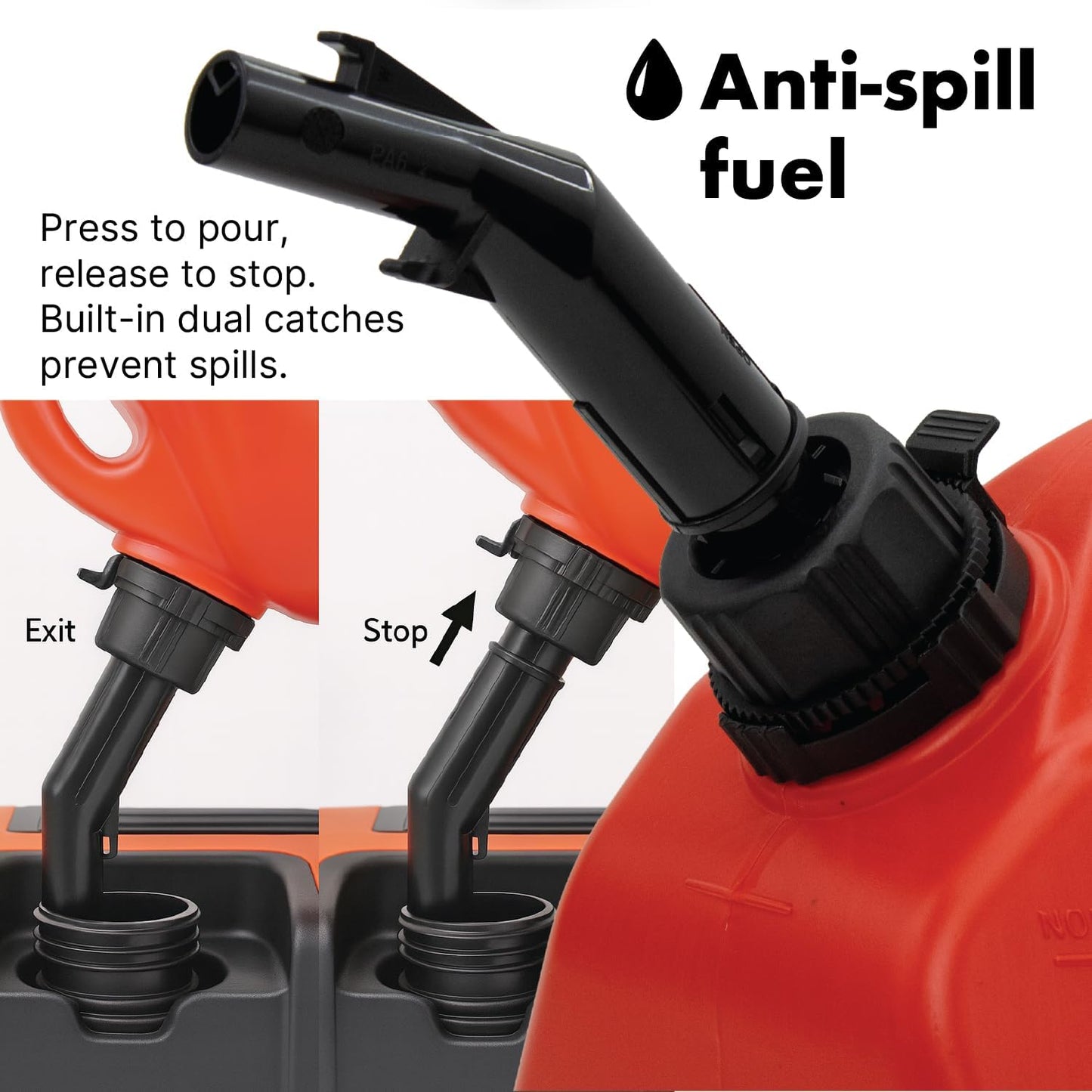 LAUCO Portable Fuel Tank, Gas Container, 1.5 Gallon Gas & Diesel Container with Transfer Hose and Nozzle, Mobile Fuel Storage for Boats, Docks, Farm, Shop & Garage 87252