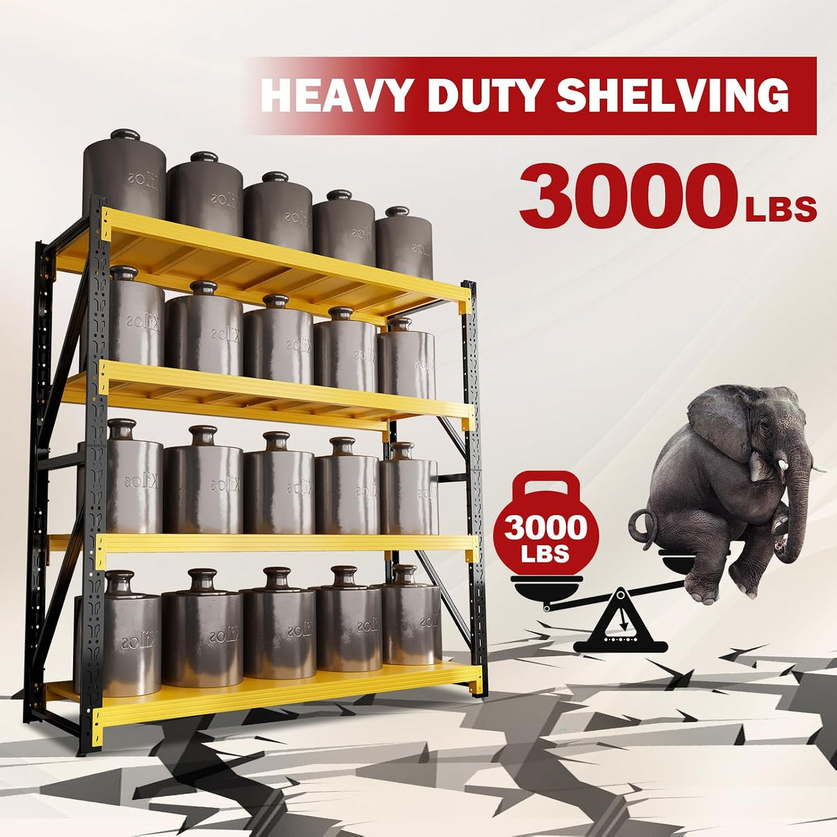 60"W x 20"D x 79"H Storage Shelves, 5000LBS Heavy Duty Metal Shelving