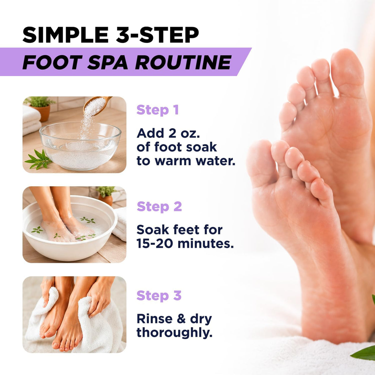 Soothing Lavender Epsom Salt Foot Soak, Night Time Relaxation, Refresh Feet