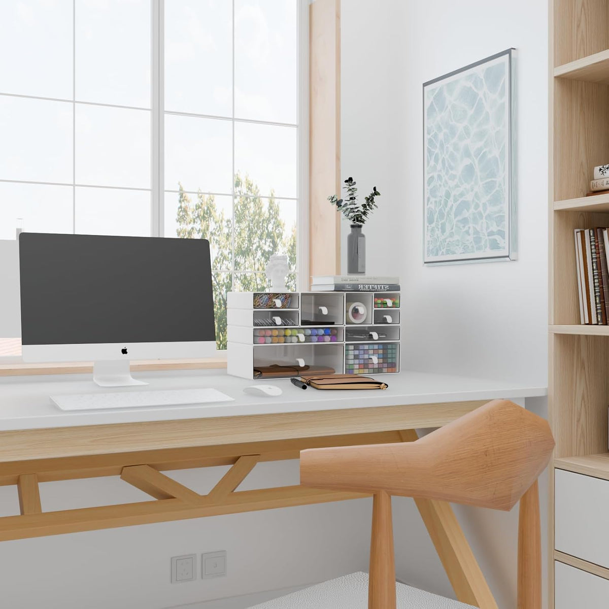 White & Clear 10-Drawer Stackable Desk Organizer Storage Set