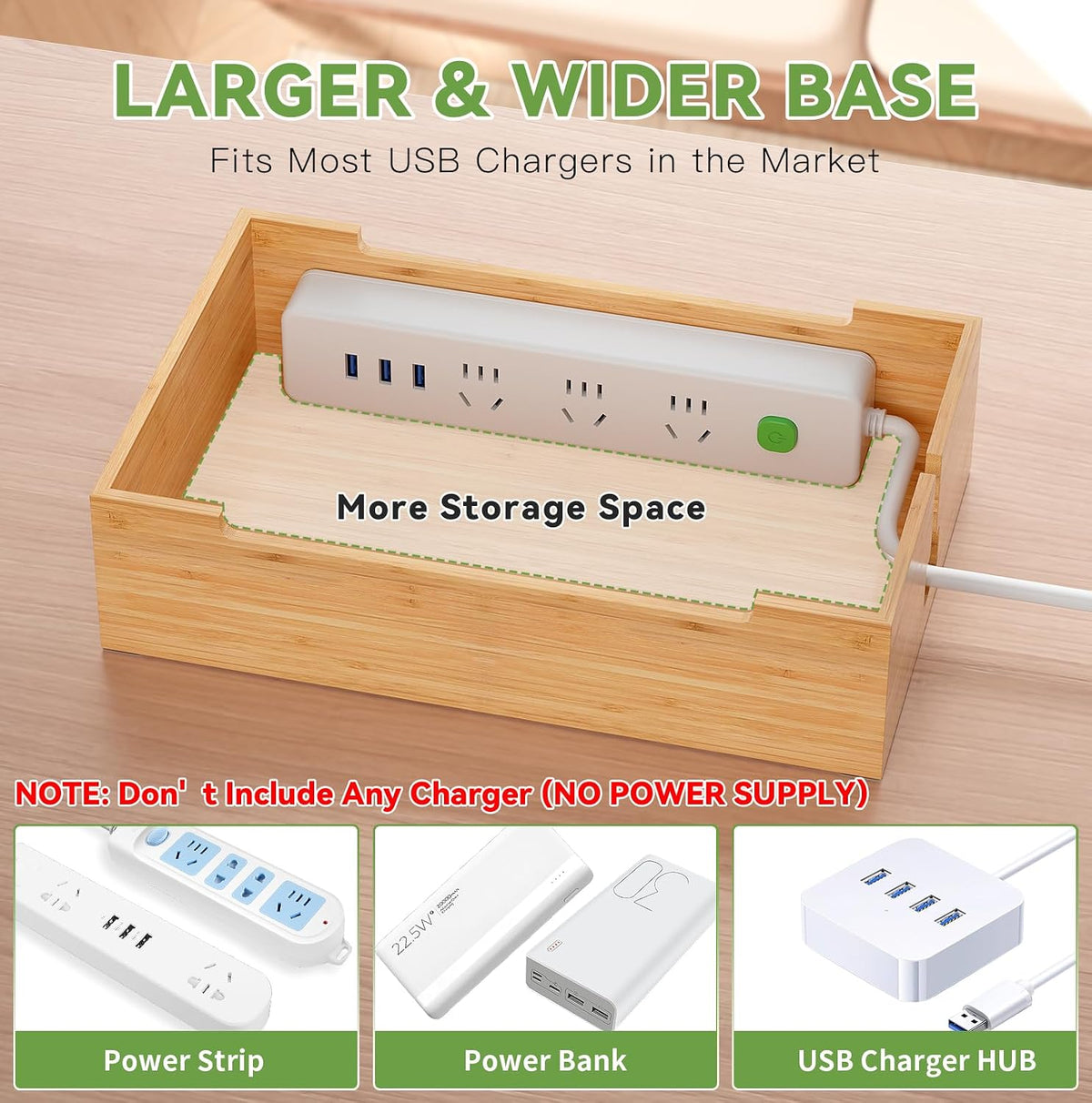 Pezin & Hulin Bamboo Charging Station-Natural, (No USB Charger and Cables)