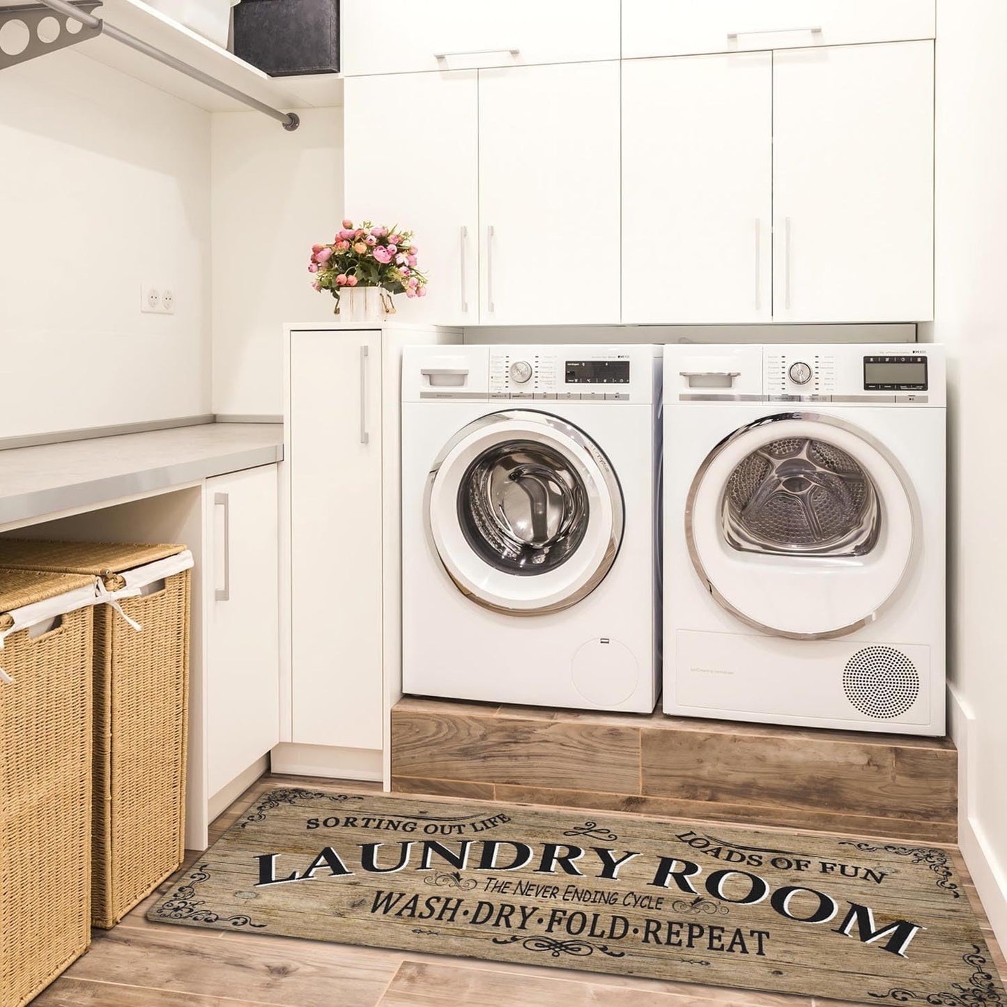 Non Slip Laundry Room Rug - Farmhouse Kitchen Floor Mat -Laundry Room Rug- Runner Decor -Washable Floor Carpet for Washroom Mudroom Kitchen Bathroom Hallway-20 x48