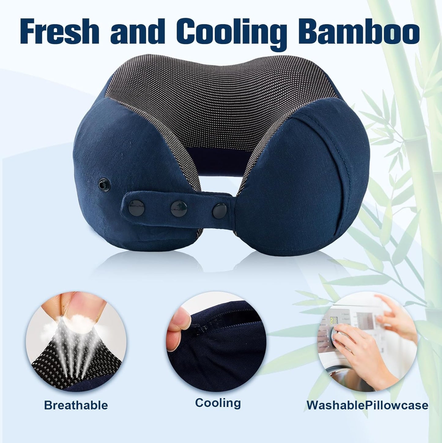 Cirorld Neck Pillow for Traveling, Travel Pillows for Airplanes,100% Pure Memory Foam Travel Neck Pillow, Adjustable Flight Pillow, Portable Plane Accessories with Eye Mask, Earplugs, Carry Bag