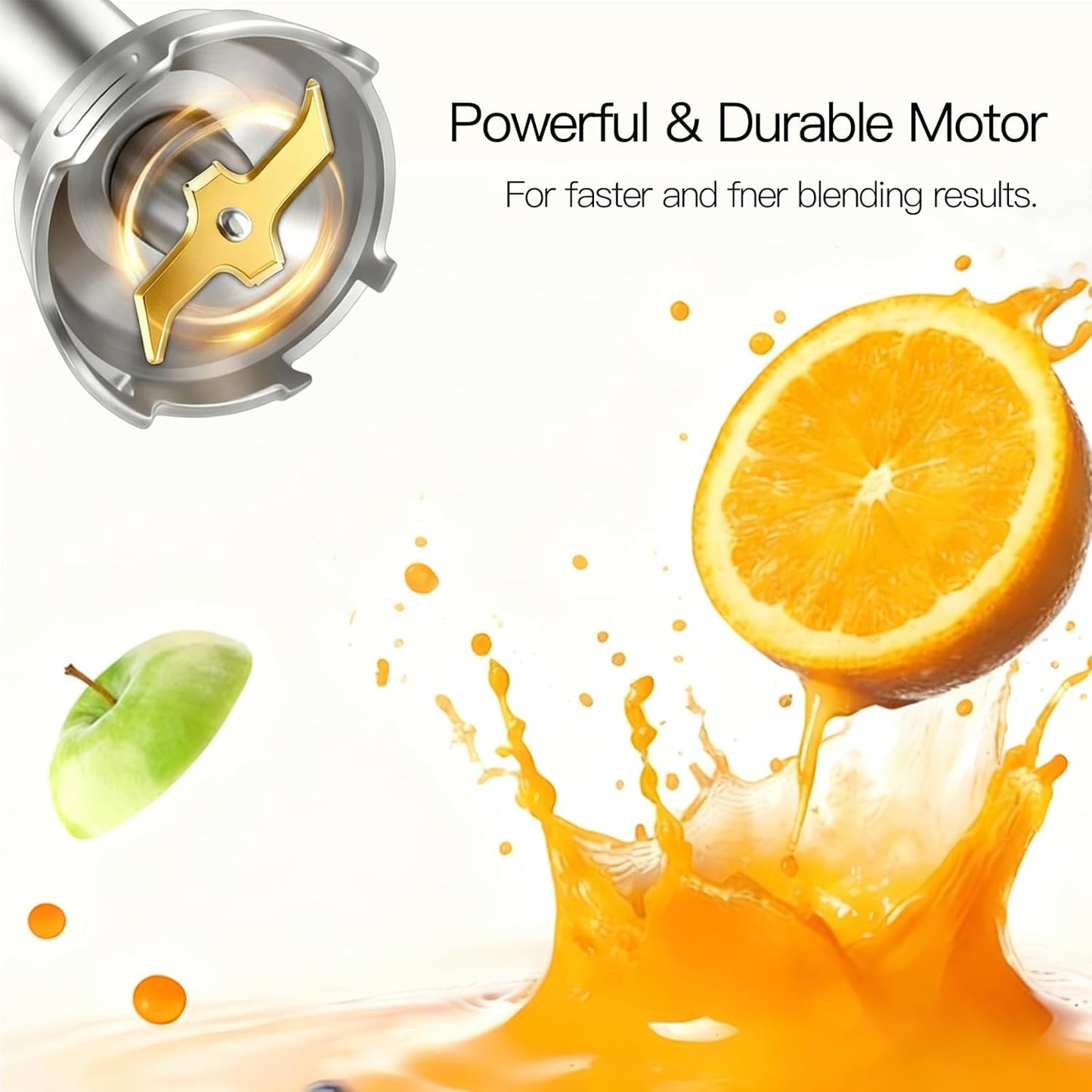 MegaWise 5-in-1 Immersion Hand Blender, Titanium Reinforced Blades (80% Sharper), 12-Speed Powerful Stick Blender with 500ml Chopper, 600ml Beaker, Whisk & Milk Frother for Smoothies, Baby Food & Soup