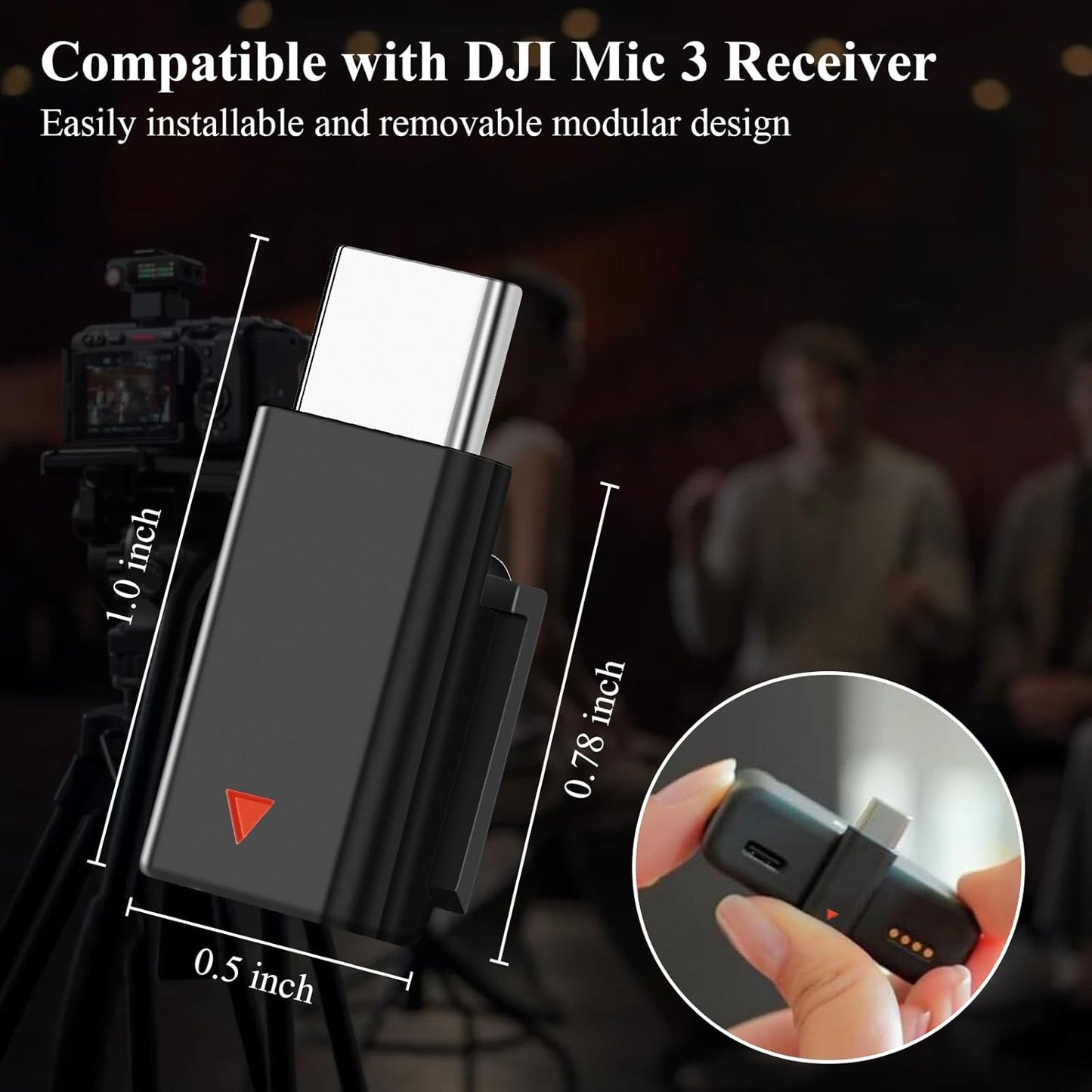 ACANDYA for DJI Mic 3 Adapter USB C Mobile Phone Type-C Phone Wireless Microphone Receiver for DJI Mic 3 Type-C Adapter for iPhone 17 16 Pro 15 for Galaxy S25 S26 Tablet USB C Microphone Accessories
