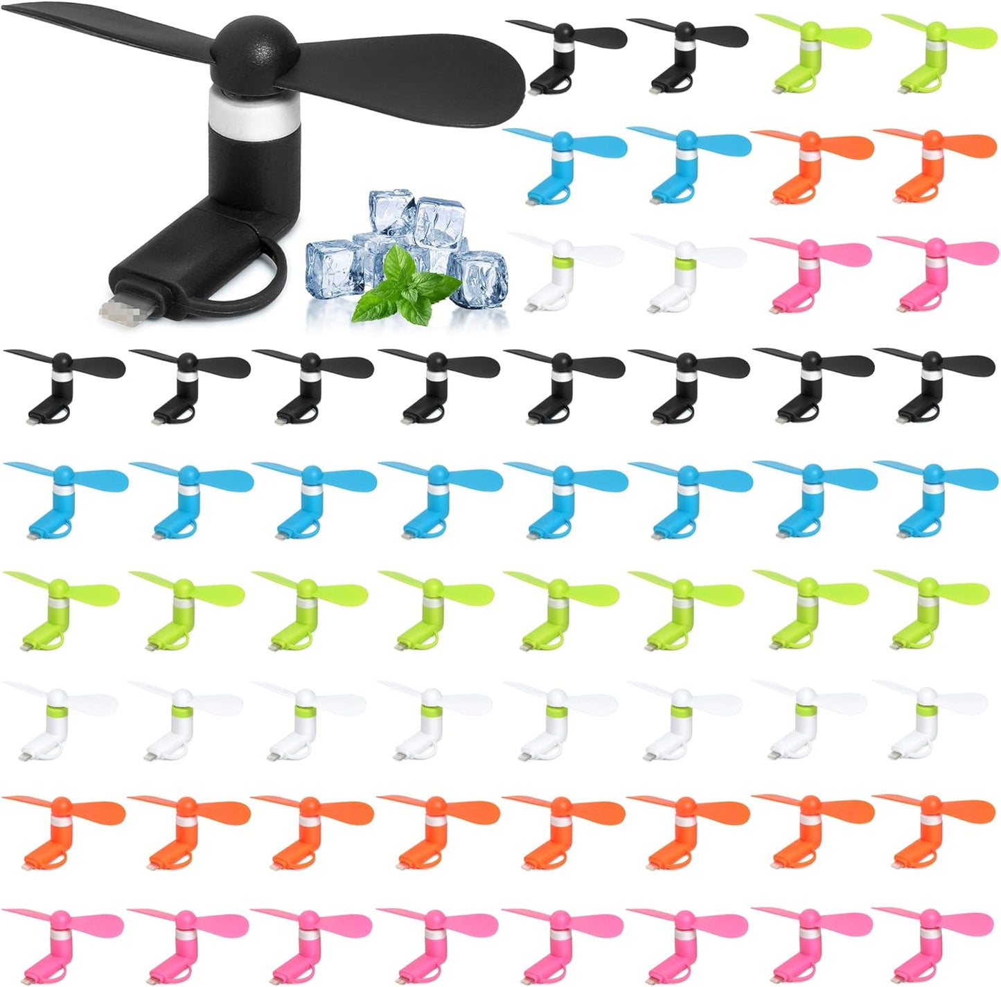 24 Pack Phone Fan Bulk, 2-in-1 Portable Mini Cell Phone Fan Compatible for iPhone, iPad, Android Smartphone, Tablet - Colorful and Powerful Cell Phone Summer Accessories