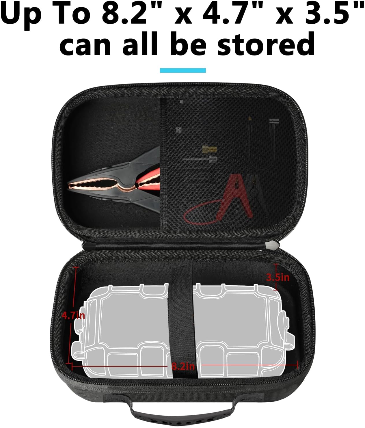 sarlar EVA Protection Case Compatible with NOCO GB20/GB40/GBX45/GB50 Jump Starters, AstroAI S8/NEXPOW/BIUBLE/BUTURE/HULKMAN Up To 8.2" x 4.7" x 3.5" can all be stored,Portable Travel Case Only