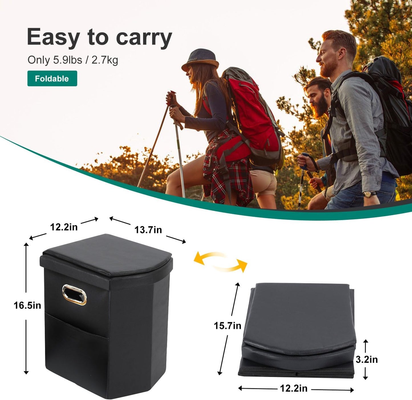 Ann Katy Upgrade XL Portable Toilet for Adults, Extra Large Portable Travel Floding Toilet, Camping Tall Toilets with Lid for Adults and Kids Compact Potty for Car,Hiking,Beach and Camping