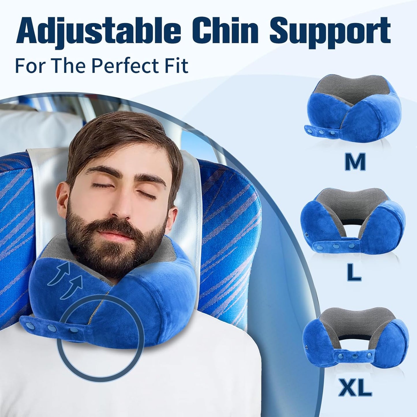 Cirorld Neck Pillow for Traveling, Travel Pillows for Airplanes,100% Pure Memory Foam Travel Neck Pillow, Adjustable Flight Pillow, Portable Plane Accessories with Eye Mask, Earplugs, Carry Bag