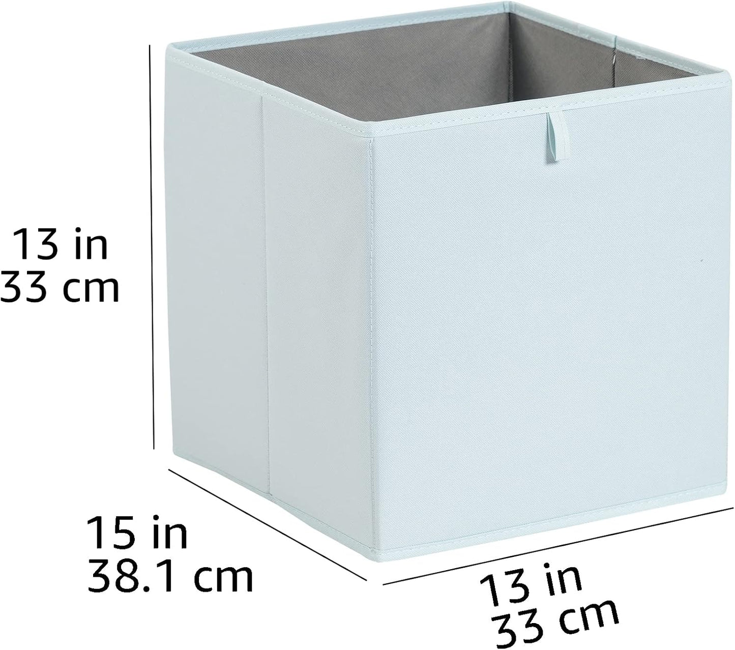 Amazon Basics Collapsible Cube Organizer Bins, Closet Storage Baskets for Shelves with Secure Pull Handle, Foldable Space-Saving, Jade Green, 13x15x13", 6-Pack