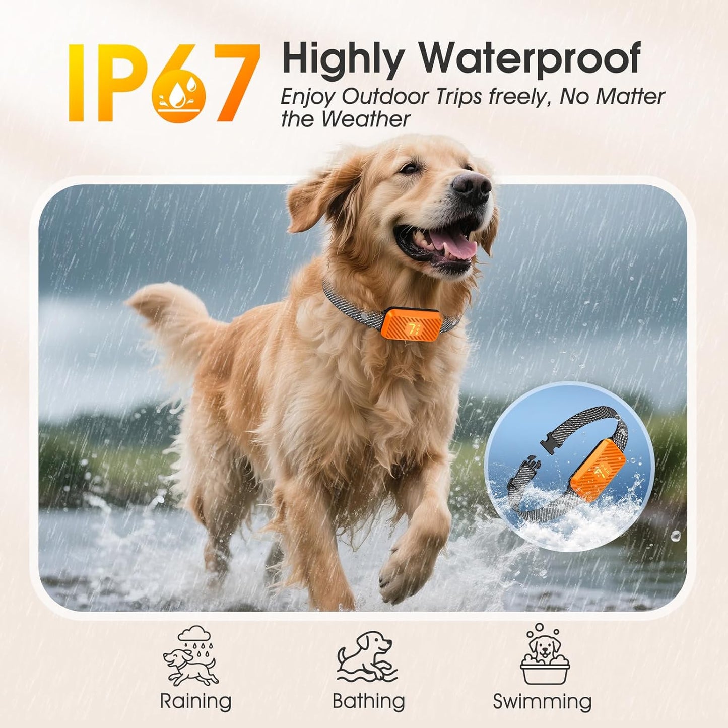 Dog Bark Collar for Large Medium Small Dogs, Effective No-Bark Collar, Smart Barking Collar, 2026 Upgraded Bark Collar with 7 Sensitivity, 3 Modes, Orange
