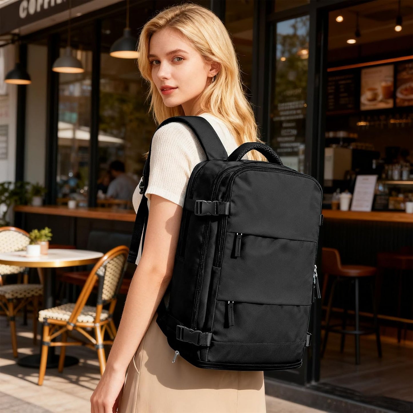 coofay Travel Backpack For Women Men Airline Approved Carry On Backpack Flight Approved Waterproof Sports Luggage Backpack Casual Daypack Small Hiking Backpacks Black Backpacks