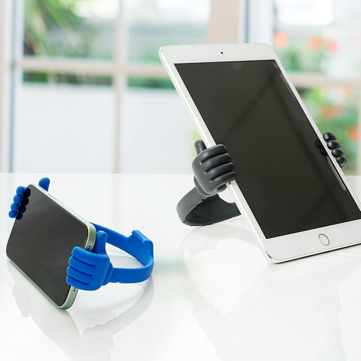 Honsky Thumbs-up Cell Phone Stand Holder,Tablet Stand Cradle for Desk Desktop Smartphone Cellphone Mobile Phone,Tablets - Universal, Adjustable Flexible,Blue