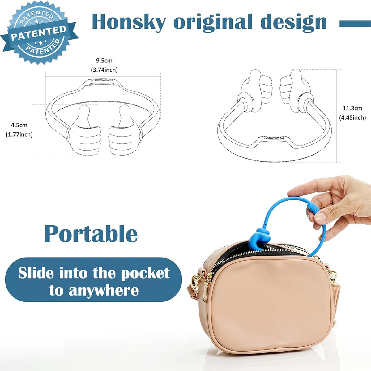 Honsky Thumbs-up Cell Phone Stand Holder,Tablet Stand Cradle for Desk Desktop Smartphone Cellphone Mobile Phone,Tablets - Universal, Adjustable Flexible,Blue