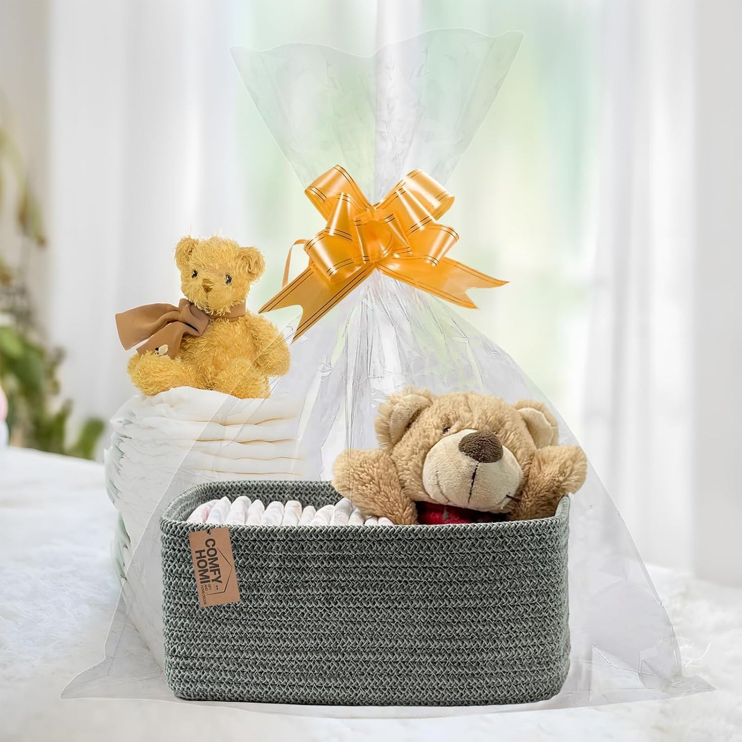 COMFY-HOMI 13" x 8.5" x 5.1" Storage Baskets for Organizing | Cotton Rope Woven Basket | Toy Storage Bin Box | Basket for Shelves, Closet Organizer Bin, Decorative Closet Shelf, 3 Pack