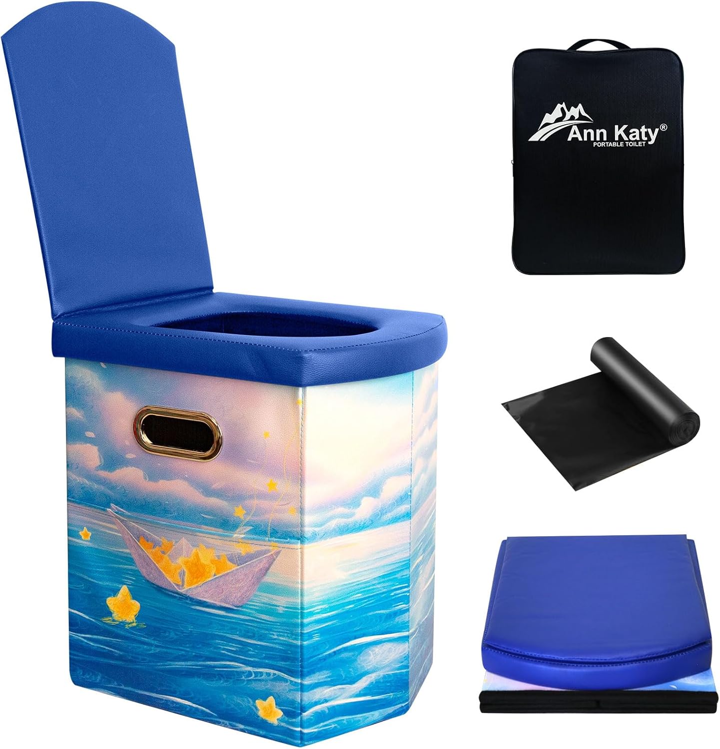 Ann Katy Upgrade XL Portable Toilet for Adults, Extra Large Portable Travel Floding Toilet, Camping Tall Toilets with Lid for Adults and Kids Compact Potty for Car,Hiking,Beach and Camping
