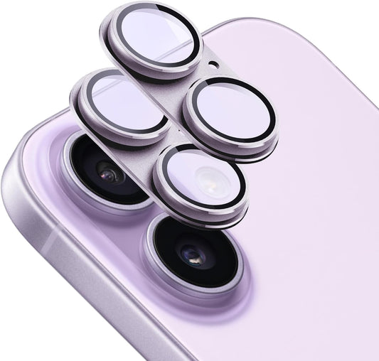 2 Pack Camera Lens Protector for iPhone 17,[Not Easy to Breakn ] AR Tempered Glass Strong Adsorption Metal Camera Cover Screen-Light Purple