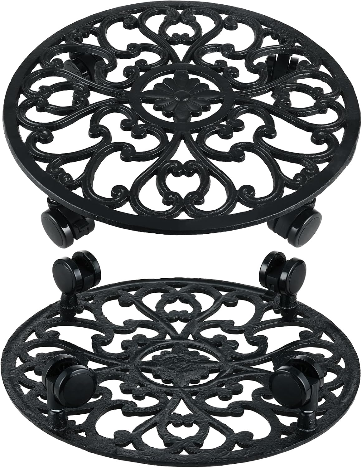 3 Pack 14 In Rolling Plant Stand with Wheels Metal Plant Caddy with Wheels