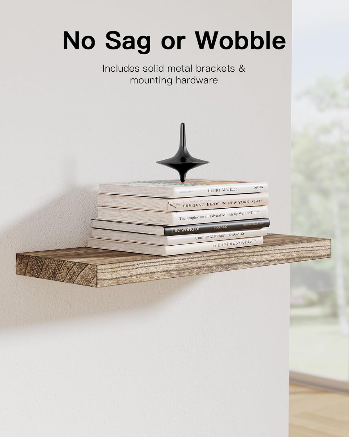 Amada Homefurnishing Floating Shelves, Paulownia Wood Wall Shelves for Living Room/Bedroom/Kitchen/Home Office, Wood Floating Shelf for Home Storage & Organization, Set of 4, 15.75″L x 5.91″W x 0.98″H