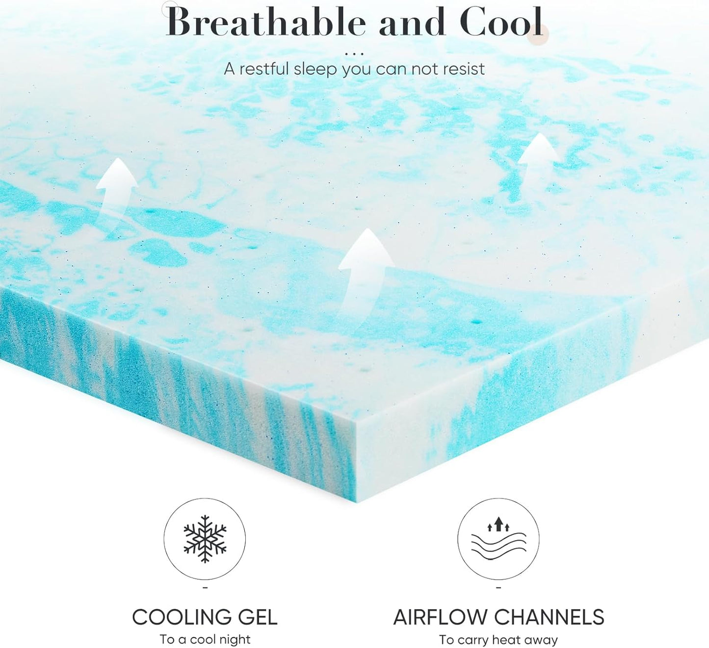 DUMOS Mattress Toppers Memory Foam Twin Size, 3 Inch Thick Bed Topper Pad Cooling Gel Infused Soft Comfy Padding Breathable for Sleeper Sofa Couch RV Camper, CertiPUR-US Certified, Blue