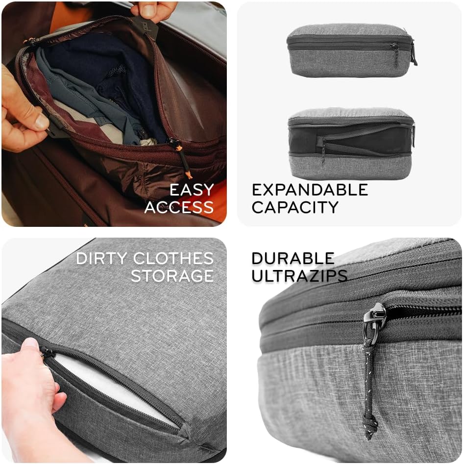 Peak Design Packing Cube, Ocean, Weatherproof Luggage Cube with Dual Compartment Organization, Expansion and Compression, Zipper Opening, Travel Organizer for Men and Women, Size M