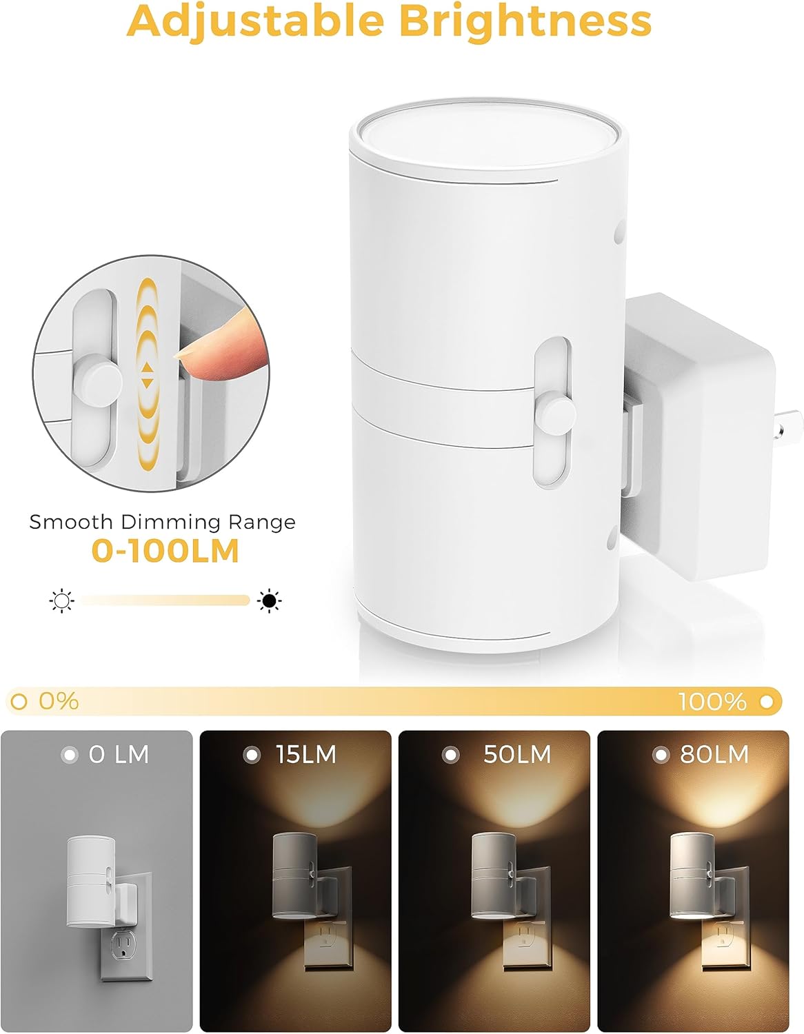 L LOHAS LED Night Light Plug in, Night Lights Plug into Wall, Light Sensor, 0-100LM Soft White 3000K, Dimmable Night Light, Modern Nightlight for Kids Bathroom Hallway Bedroom Kitchen Stairway, 2 Pack
