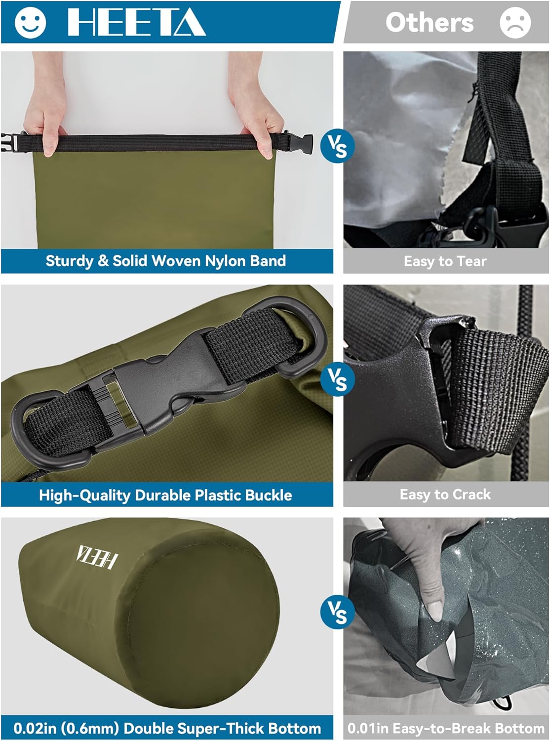 HEETA Waterproof Dry Bag for Women Men, 5L/10L/20L/30L/40L Roll Top Lightweight Dry Storage Bag Backpack with Emergency Whistle for Travel, Kayaking, Boating, Camping, Beach, Cruise Ship Essentials