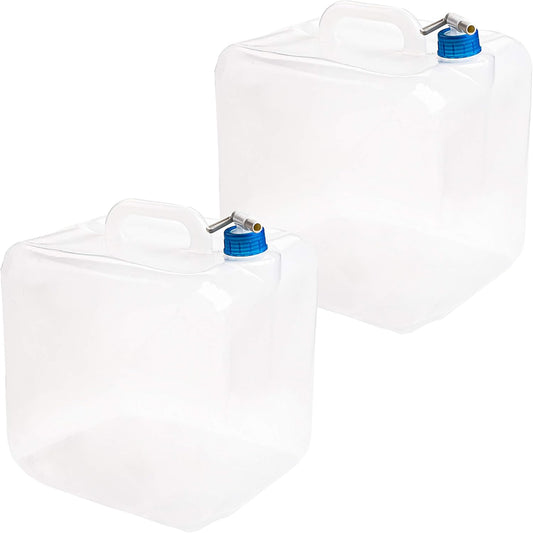 Cedilis 2 Pack 5.3 Gallon Collapsible Water Container with Spigot, Food Safe Water Storage Jug, BPA-Free Camping Water Storage Jug Canteen for Outdoor Hiking and Emergency, Portable, Foldable | 2 Pack