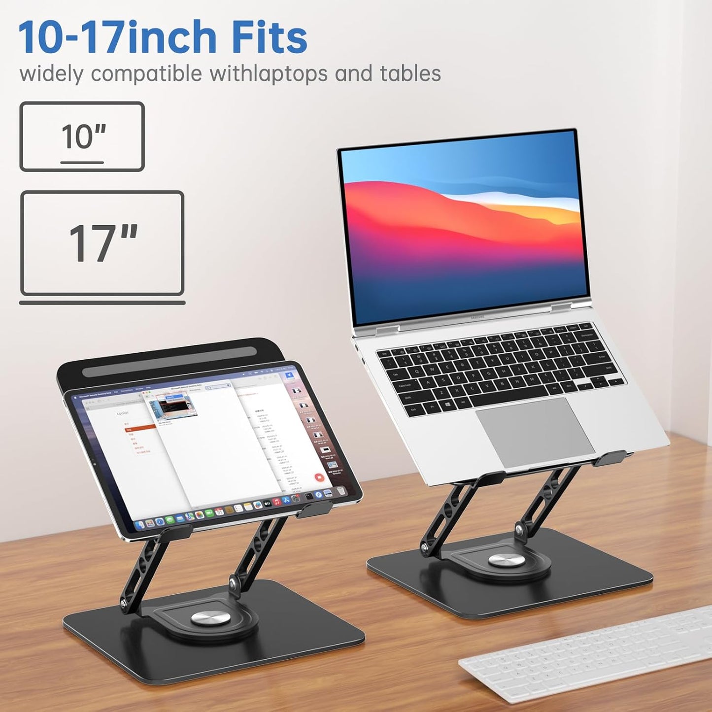Laptop Stand for Desk Adjustable Computer Stand with 360 Rotating Base Ergonomic Laptop Riser Mount for Desk Foldable Protable Computer Desk Fits with MacBook Pro Air,