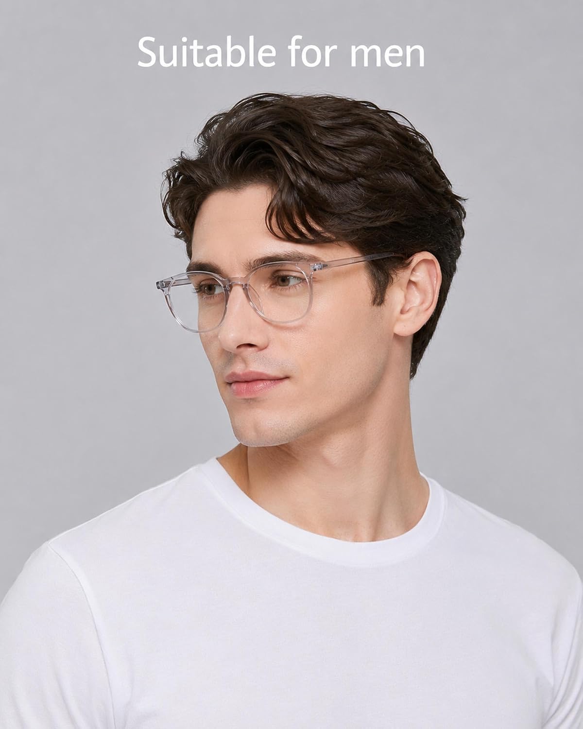 ANRRI Blue Light Blocking Glasses Round Lightweight Eyeglasses Frame Filter Blue Light Computer Game Glasses Grey Frame for Men and Women