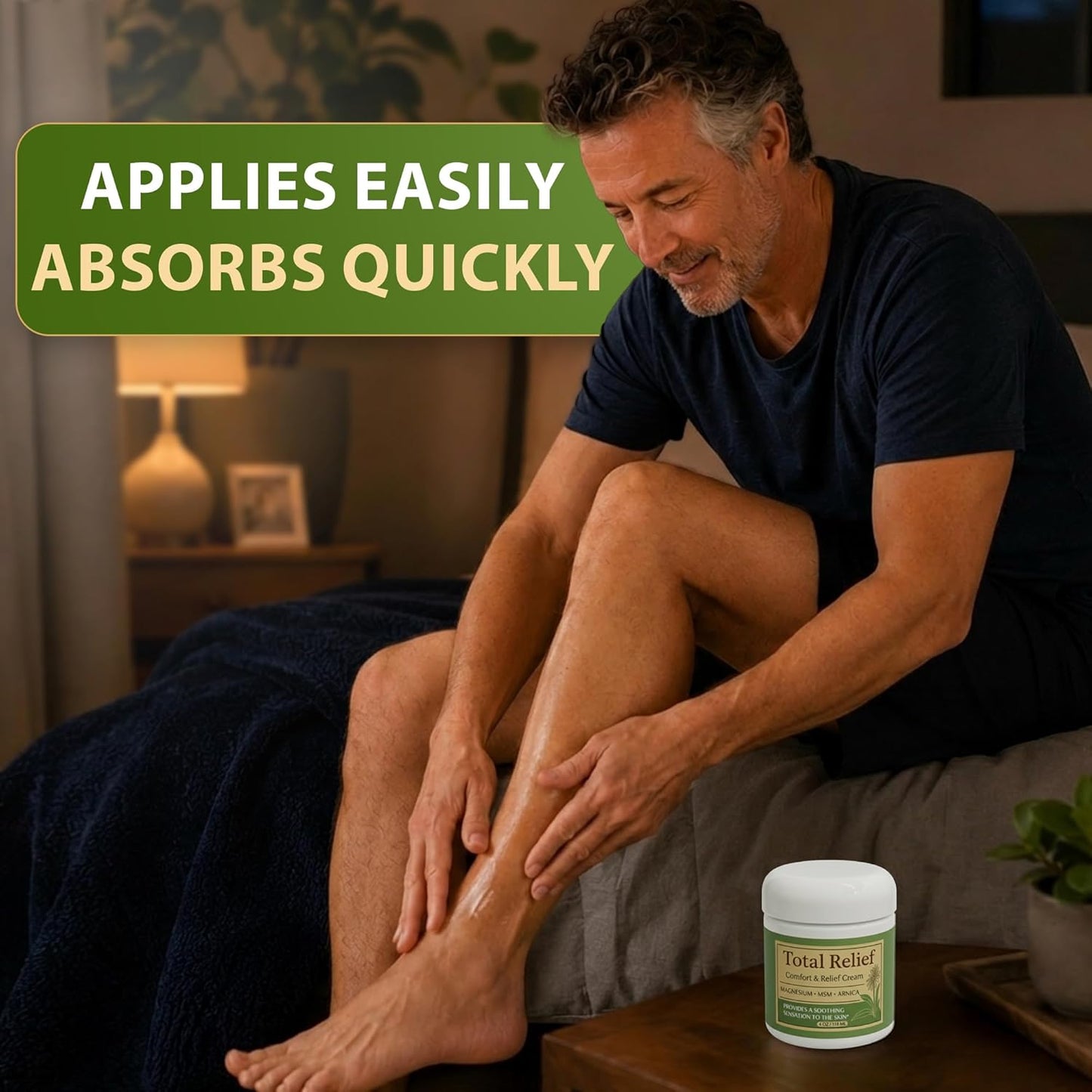Official Total Relief - Magnesium Cream - Soothing Topical Lotion for Muscles, Joints & Legs - Magnesium Chloride with MSM, Arnica & B6 - Lightweight & Fast-Absorbing - 4 Fl Oz (Pack of 1)