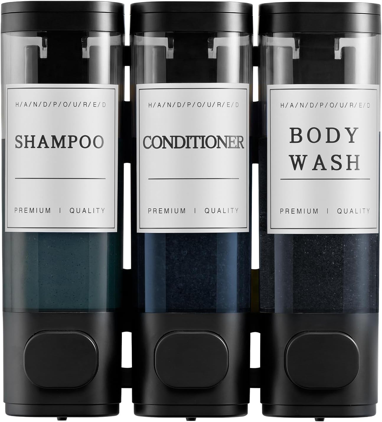 Shampoo and Conditioner Dispenser,Shower Soap Dispenser 3 Chamber No Drill Wall-Mounted Shampoo Dispenser for Shower Wall Mounted Shower Dispenser for Bathroom Hotel Large Capacity,Black