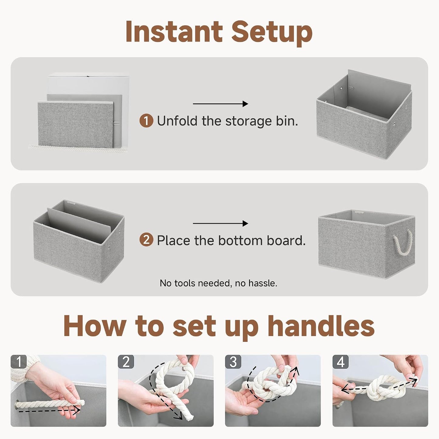 StorageWorks Storage Baskets for Shelves, Closet Organizers and Storage Bins, Fabric Organizer Bins for Clothes, Closet Shelf Organizer, Gray, Large, 3-Pack | Close Storage Baskets for Shelves, Fabric Organizer Bins for Clothes, Closet Shelf Organizer