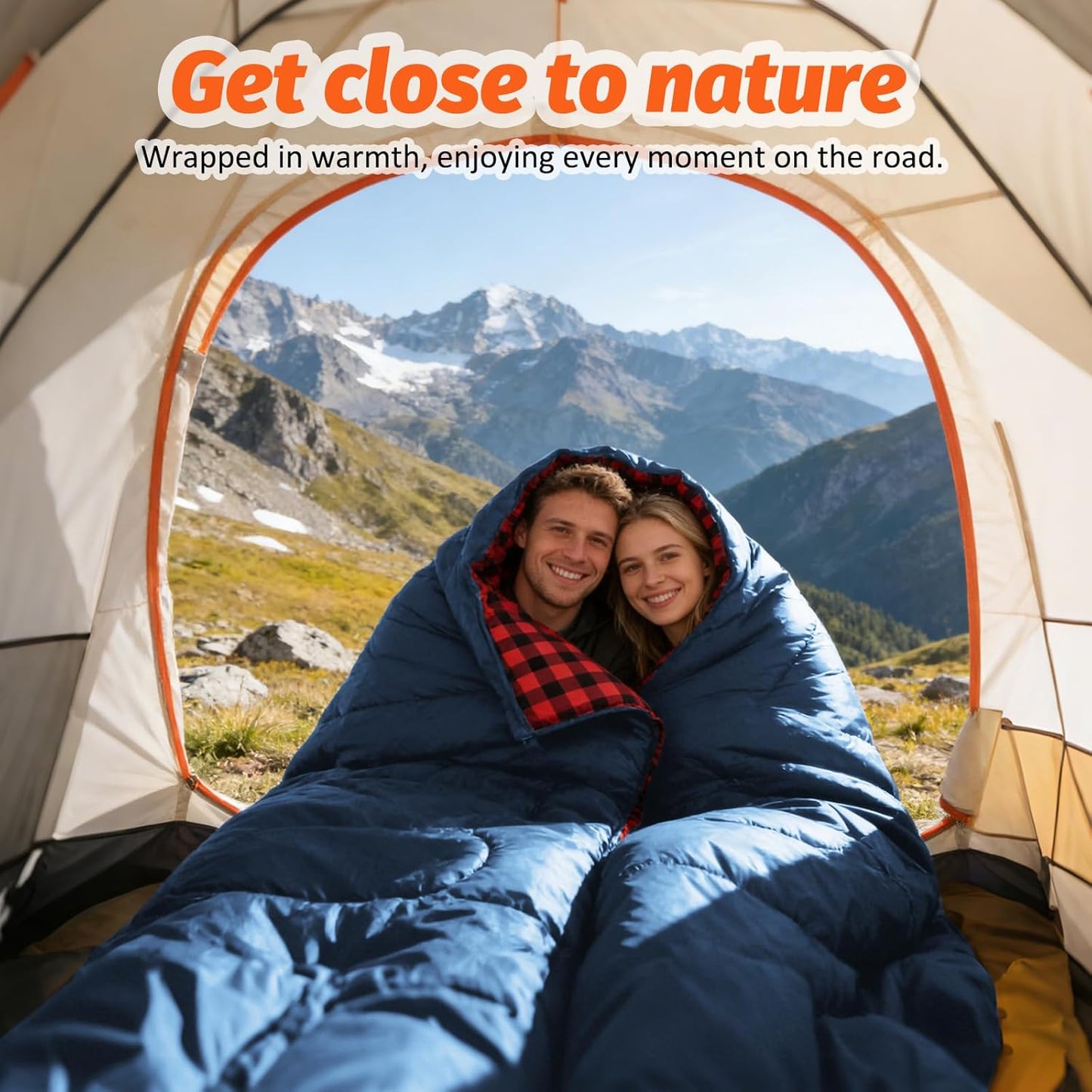 Swtmerry Double Sleeping Bag for Adults with 2 Pillows, Big&Tall XL Queen Size Sleeping Bag for 2 Person, Waterproof 2 Person Sleeping Bags for 3 Seasons,Cold Weather&Warm,Camping,Hiking & Backpacking
