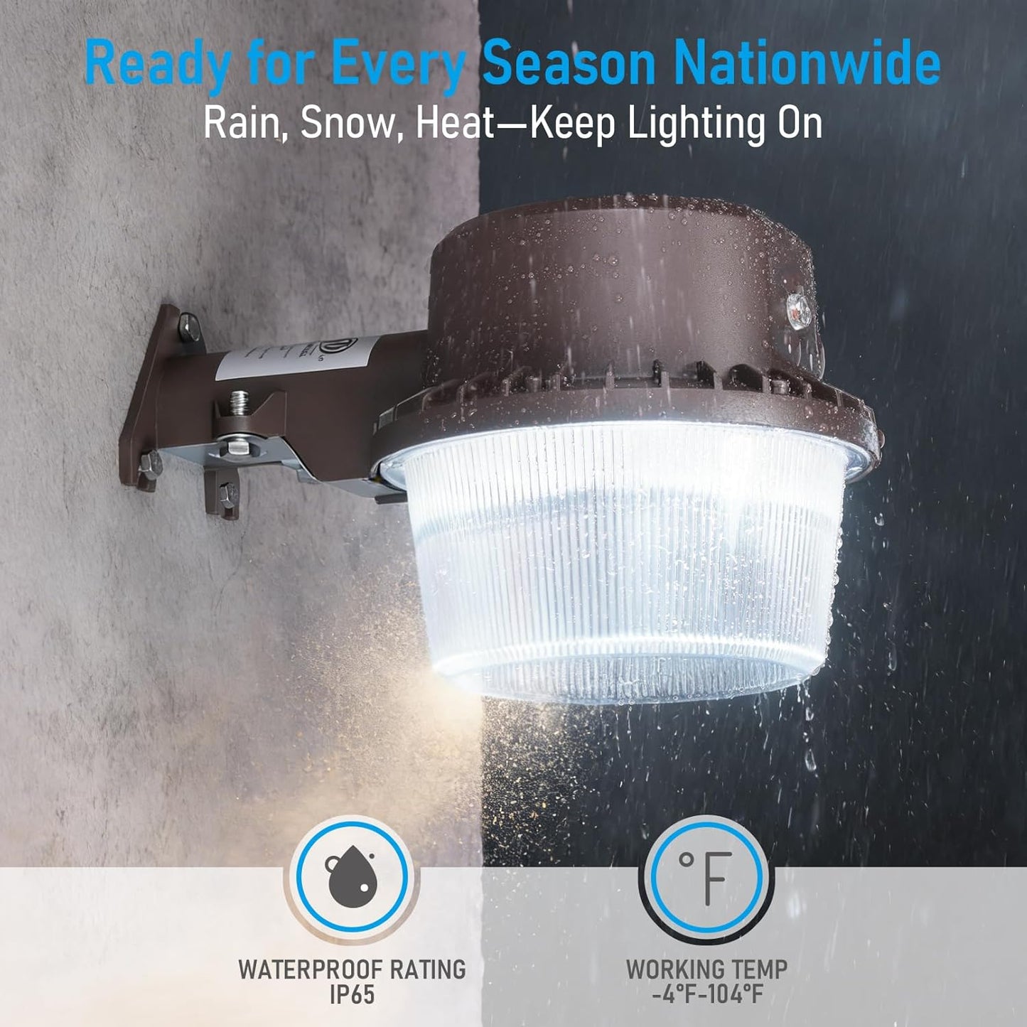TORCHSTAR LED Barn Light, Dusk to Dawn Area Lights with Photocell, Outdoor Security Flood Lighting, ETL & FCC Listed, IP65 Waterproof, Aluminum Housing, 110-277V, Garage, Yard, 5000K Daylight, Bronze