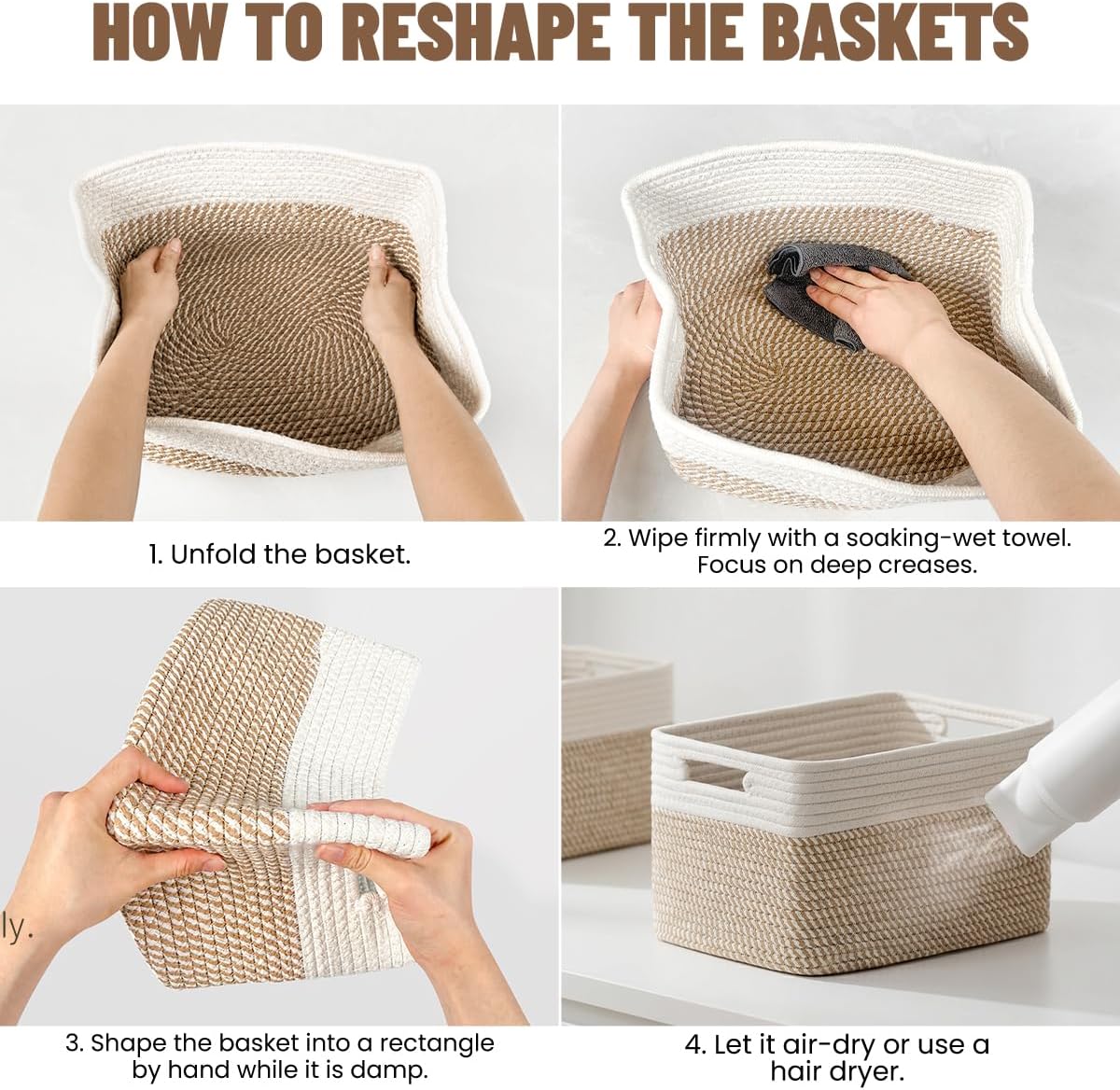 5 Pack Woven Storage Baskets, Decorative Storage Bins for Organizing