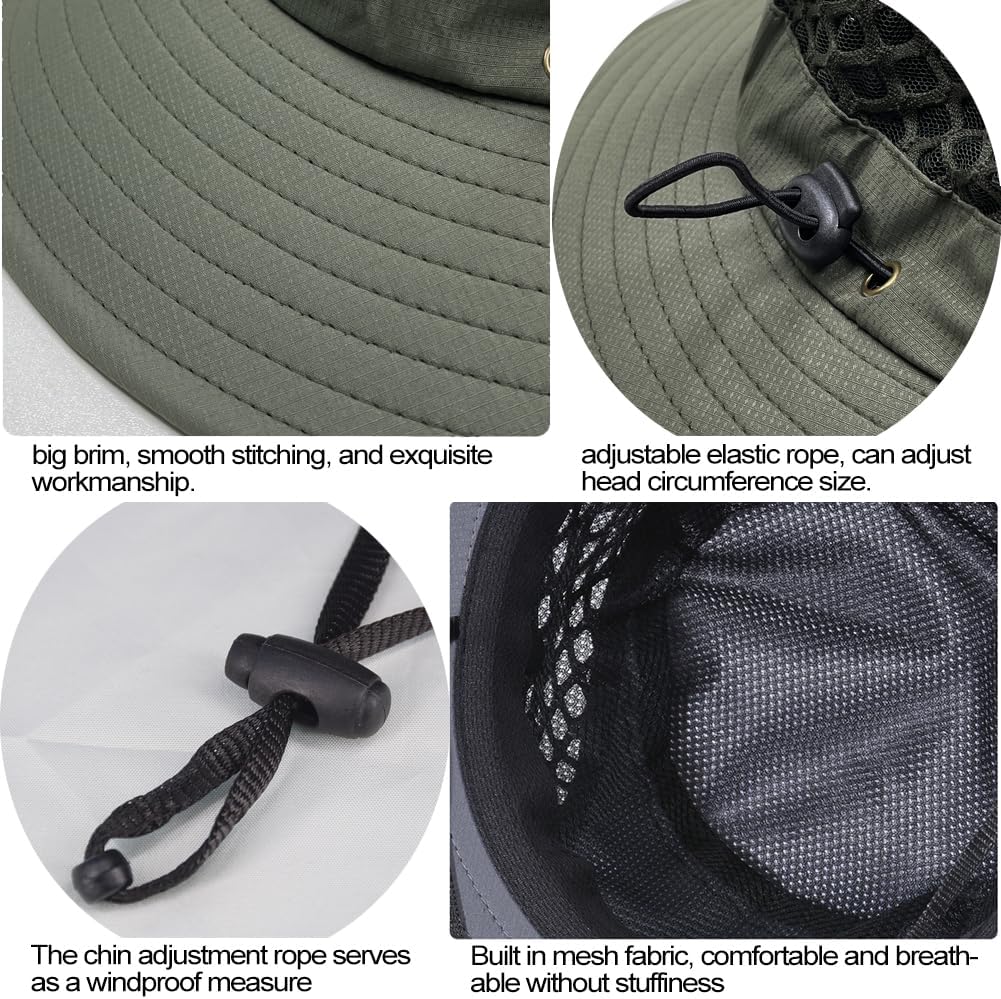 Sireck Fishing Hat, UPF50+ Wide Brim Sun Hat for Men Women, UV Protection Hiking Beach Bucket Hats Summer Safari Hat