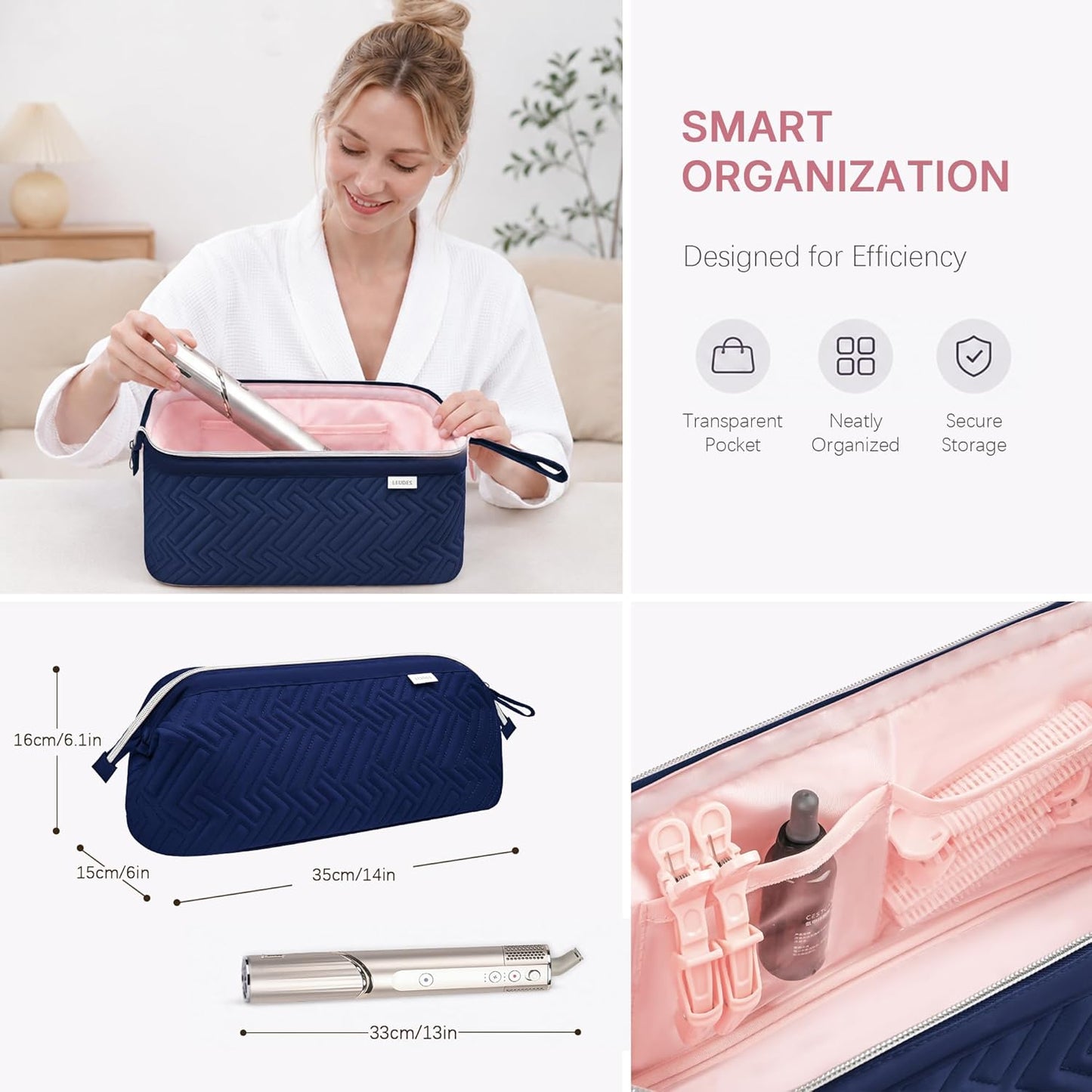 Leudes Hair Tools Travel Bag for Shark Flexstyle Carrying Case Portable Shark Hair Air Wrap Dryer Case Waterproof Dustproof Flat Curling Iron Travel Organizer (Blue)