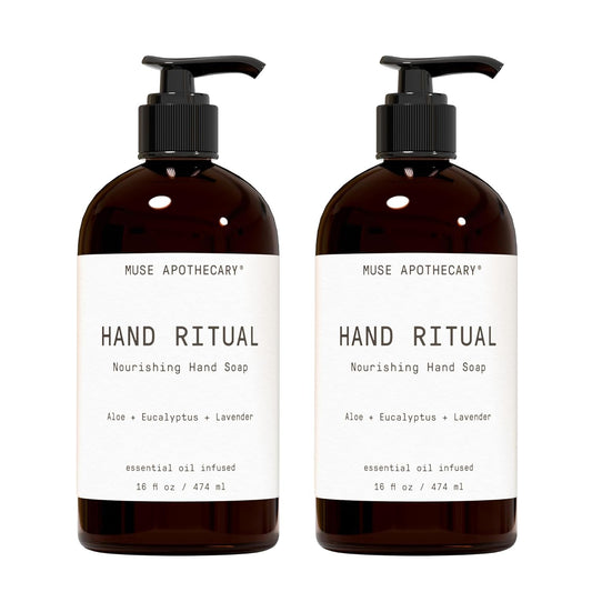 Muse Apothecary Hand Ritual - Aromatic and Nourishing Hand Soap, Infused with Natural Aromatherapy Essential Oils - USDA Certified Biobased - 16 oz, Aloe + Eucalyptus + Lavender, 2 Pack
