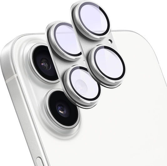2 Pack Camera Lens Protector for iPhone 16/16 Plus,[Not Easy to Breakn ] AR Tempered Glass Strong Adsorption Metal Camera Cover Screen-Silvery