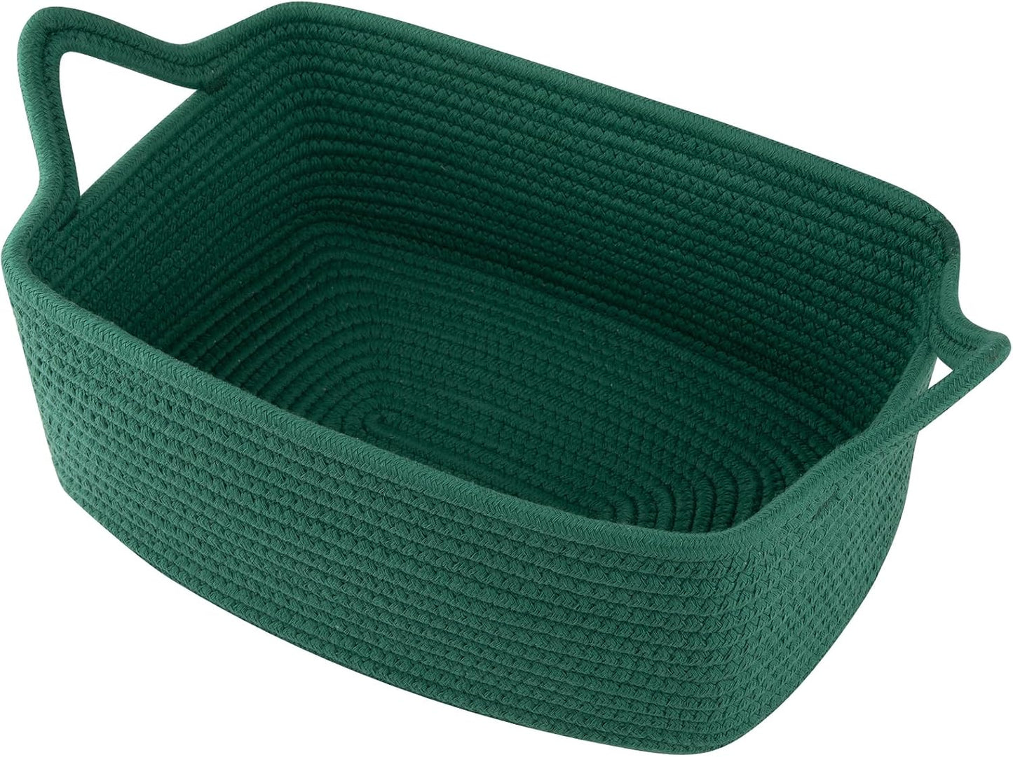 OIAHOMY Woven Basket, Gift Basket Empty with Gift Bags and Ribbons, Rope Baskets for Baby Showers, Storage Baskets with Handles for Nursery, Pet Toy Organizer - Green