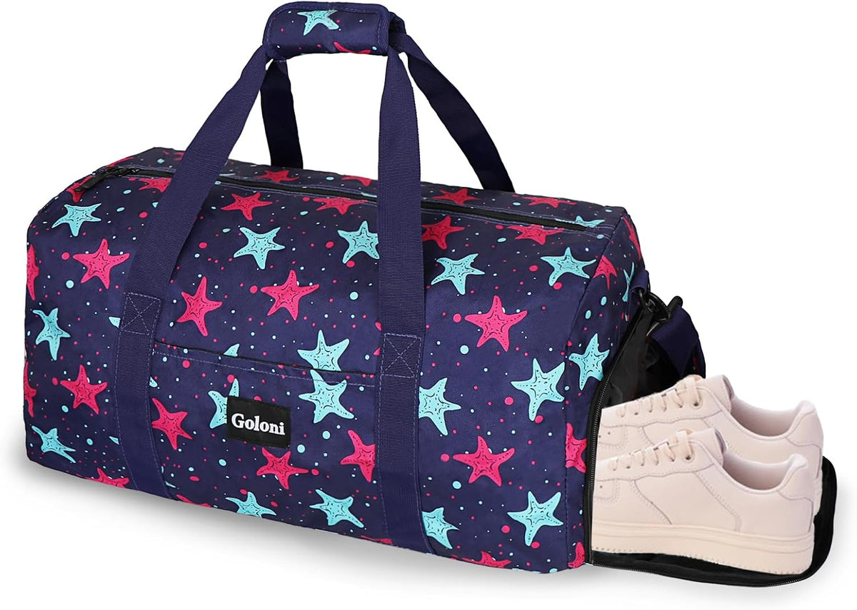 Goloni Cute Duffle Bag for Women, Gym Bag with Shoe Compartment, Lightweight Weekend Travel Duffel Bag,Overnight Bag with Wet Pocket