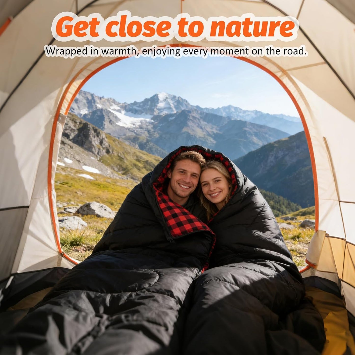 Swtmerry Double Sleeping Bag for Adults with 2 Pillows, Big&Tall XL Queen Size Sleeping Bag for 2 Person, Waterproof 2 Person Sleeping Bags for 3 Seasons,Cold Weather&Warm,Camping,Hiking & Backpacking