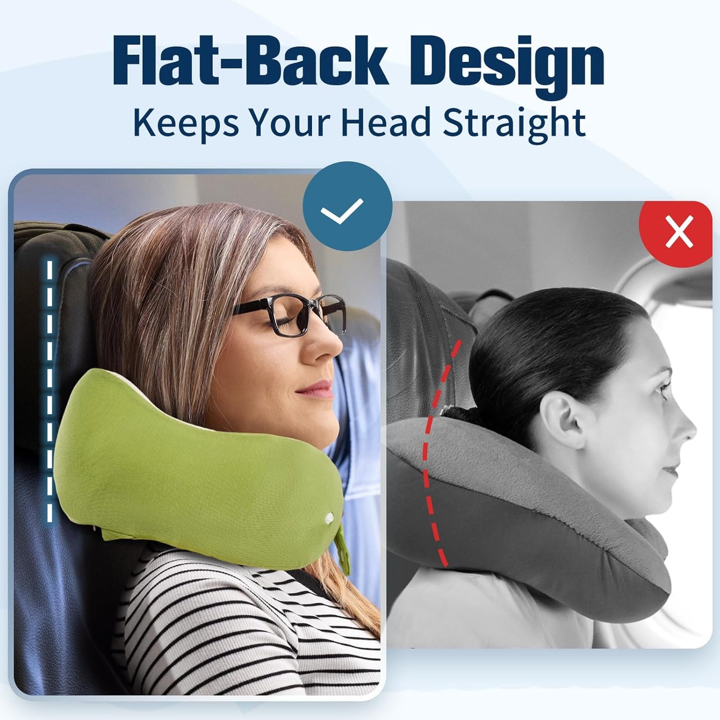 Cirorld Neck Pillow for Traveling, Travel Pillows for Airplanes,100% Pure Memory Foam Travel Neck Pillow, Adjustable Flight Pillow, Portable Plane Accessories with Eye Mask, Earplugs, Carry Bag
