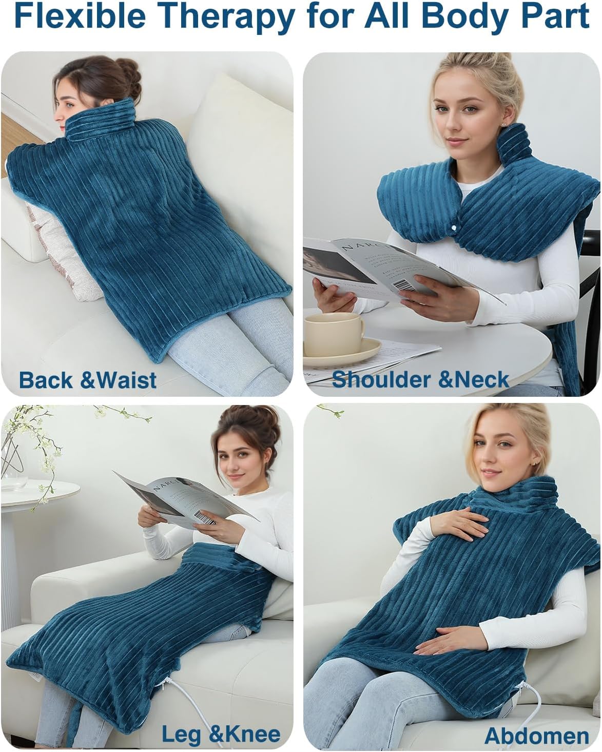 Vibrating Heating Pad for Neck and Shoulders and Back, 24"x35",Teal