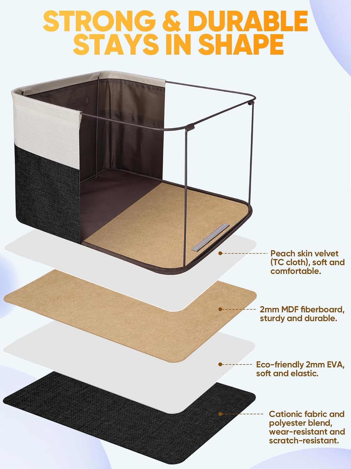 BALEINE 4 Pack Fabric Closet Storage Bins for Shelves, Linen Closet Organizers and Storage, Decorative Baskets for Organizing, Shelf, Clothes, Home, Office (Black, 14''x10''x8.5'')