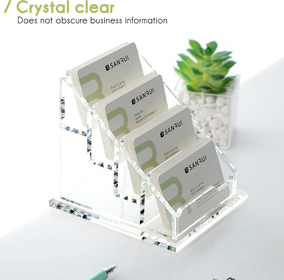 YUXUN Business Card Holder for Desk Acrylic Business Cards Display Stand
