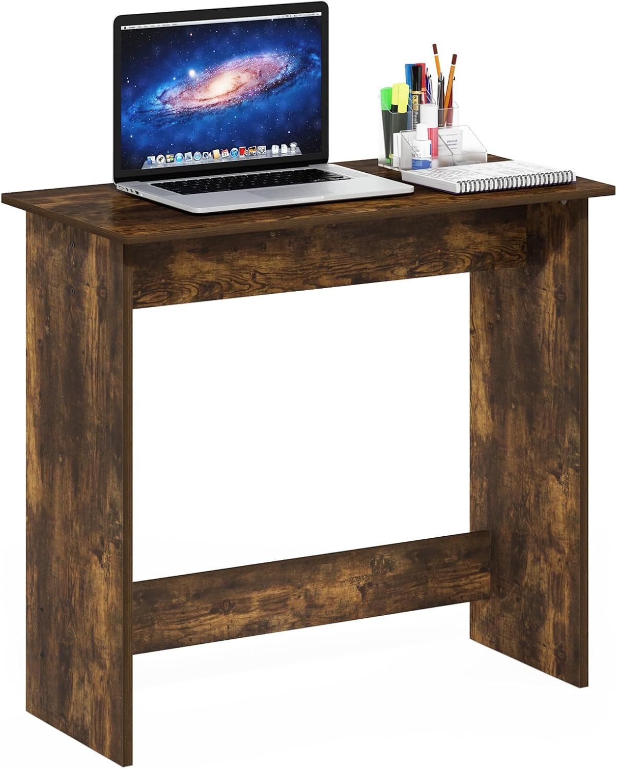 Furinno Simplistic 31-Inch Rustic Brown Computer Desk, Small Office Desk, Rectangular Home Office Desk with Drawers, Gaming Desk for Home Office, Bedroom, Study Room, Amber Pine
