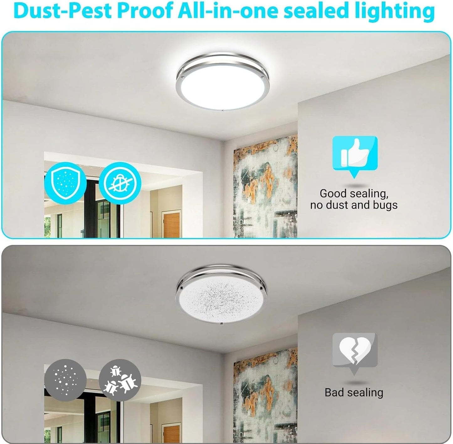 libtit 13-Inch Flush Mount Ceiling Lights, Dimmable 3000K-6500K Adjustable LED Ceiling Light, 24W Round Slim Light Fixture, Brushed Nickel for Kitchen, Bedroom, Bathroom, Hallway-ETL Listed