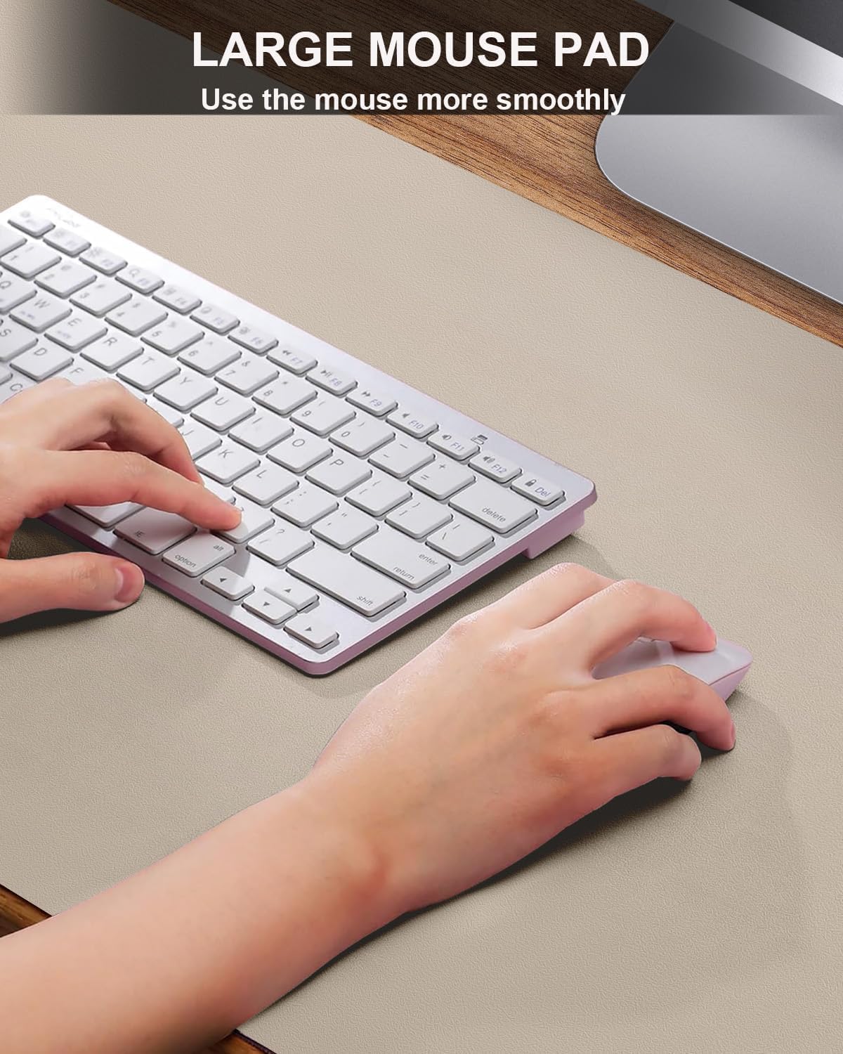 Non-Slip Desk mat,PULeather Desk Pad Protector, Office Desk Mat, Large Mouse Pad,Desk Blotter, Laptop Desk Pad, Waterproof Desk Writing Pad for Office and Home (Apricot, 35.4" x 17")